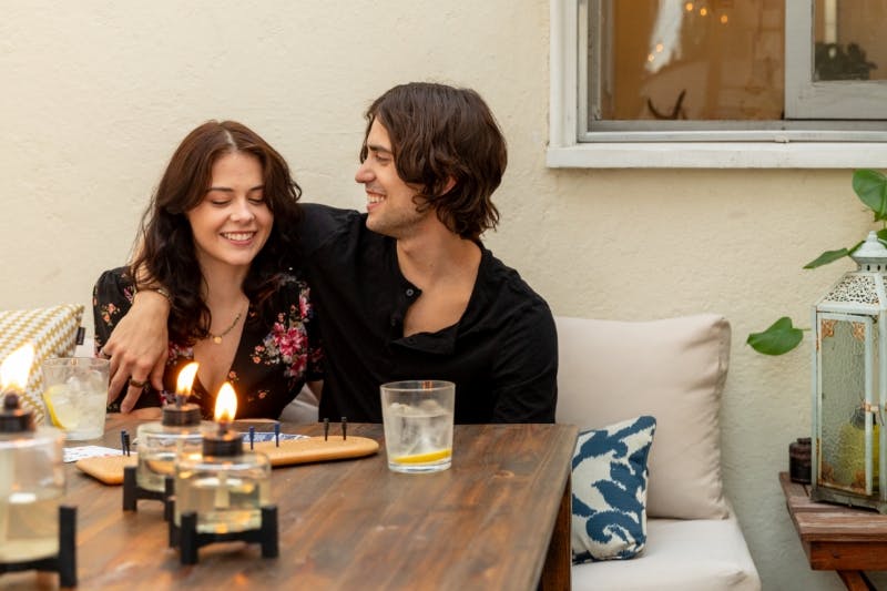 couple enjoying date night not worried about their student loans
